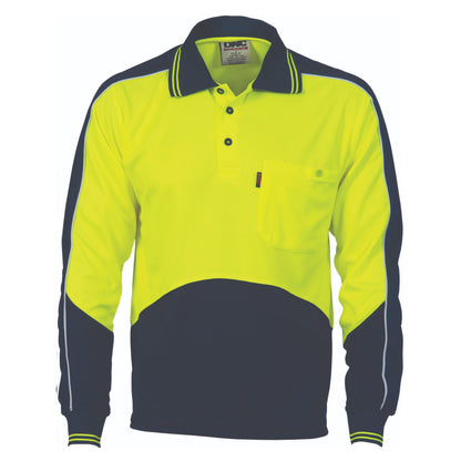 DNC HiVis Micromesh Panel Long Sleeve Polo - 3892 - DNC Workwear Shop