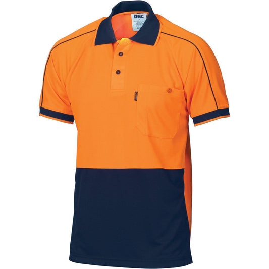 DNC HiVis Short Sleeve Piping Polo - 3753 - DNC Workwear Shop