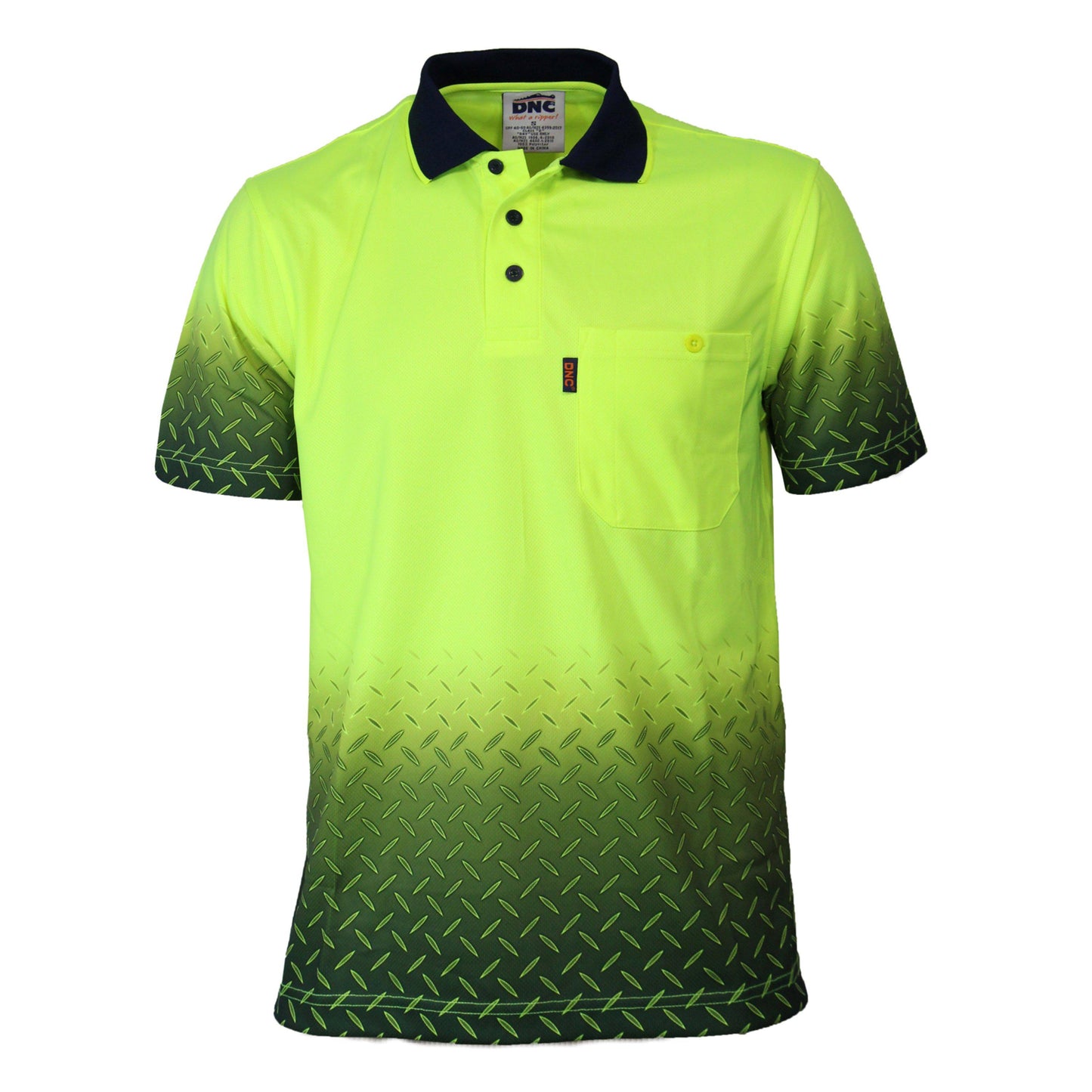 DNC HiVis Sublimated Diamond Plate Polo - 3552 - DNC Workwear Shop