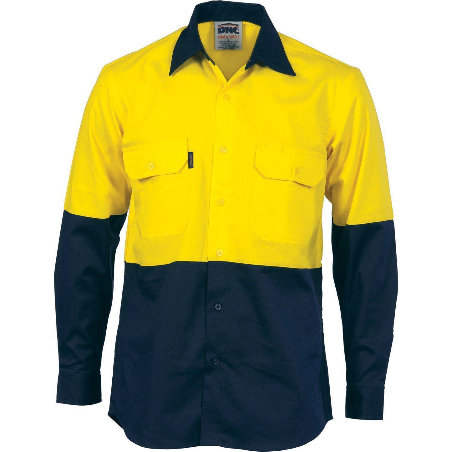 DNC HiVis Vertical Vented Long Sleeve Cotton Shirt - 3732 - DNC Workwear Shop