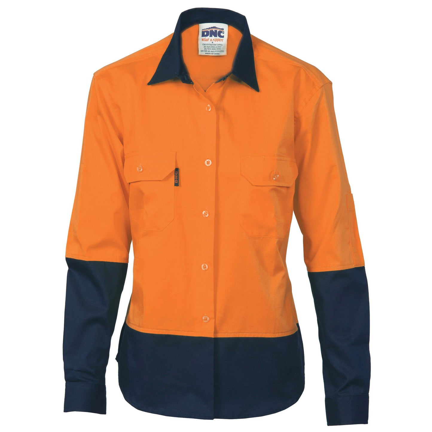 DNC Ladies HiVis 2-Tone Long Sleeve Cotton Shirt - 3940 - DNC Workwear Shop