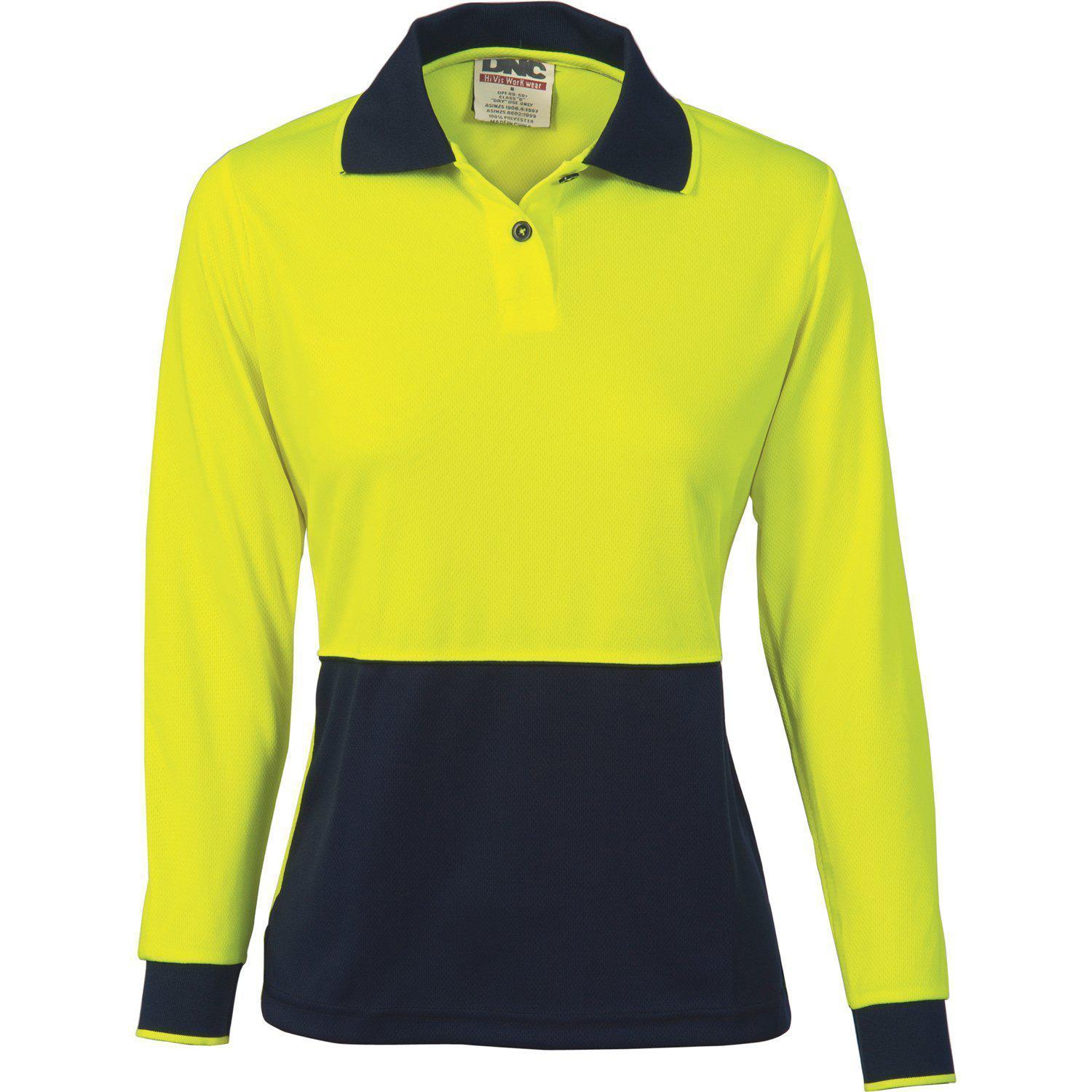 DNC Ladies HiVis 2-Tone Long Sleeve Polo - 3898 - DNC Workwear Shop