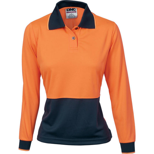 DNC Ladies HiVis 2-Tone Long Sleeve Polo - 3898 - DNC Workwear Shop