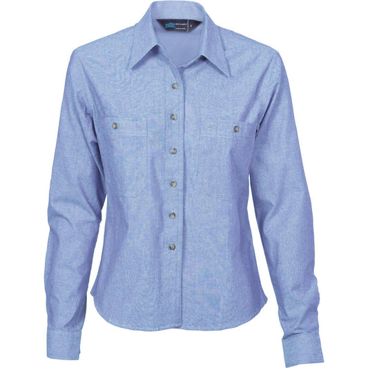 DNC Ladies Long Sleeve Cotton Chambray Shirt - 4106 - DNC Workwear Shop