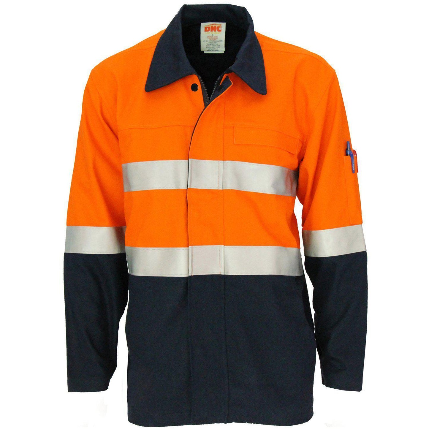 DNC Patron Saint Taped HiVis Flame Retardant 2-Tone Drill Welders Jacket - 3458 - DNC Workwear Shop