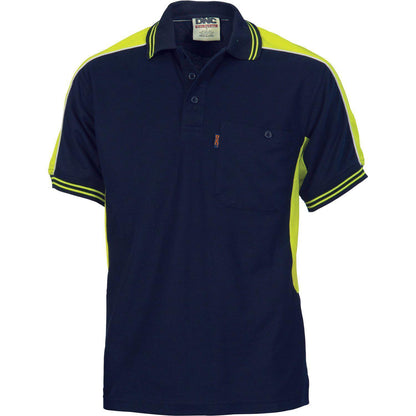 DNC Mens Polyester Cotton Panel Short Sleeve Polo - 5214 - DNC Workwear Shop