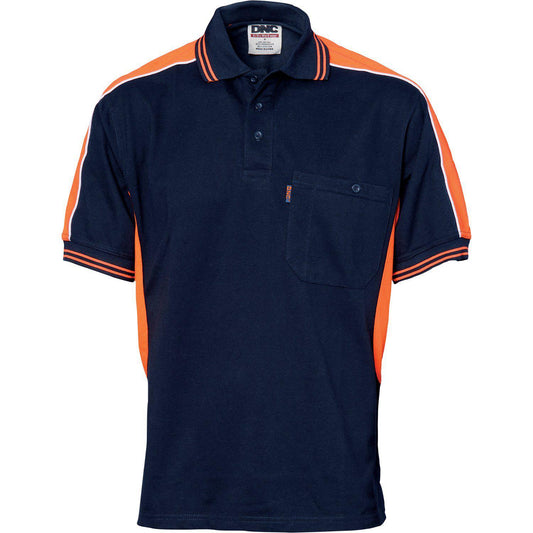 DNC Mens Polyester Cotton Panel Short Sleeve Polo - 5214 - DNC Workwear Shop