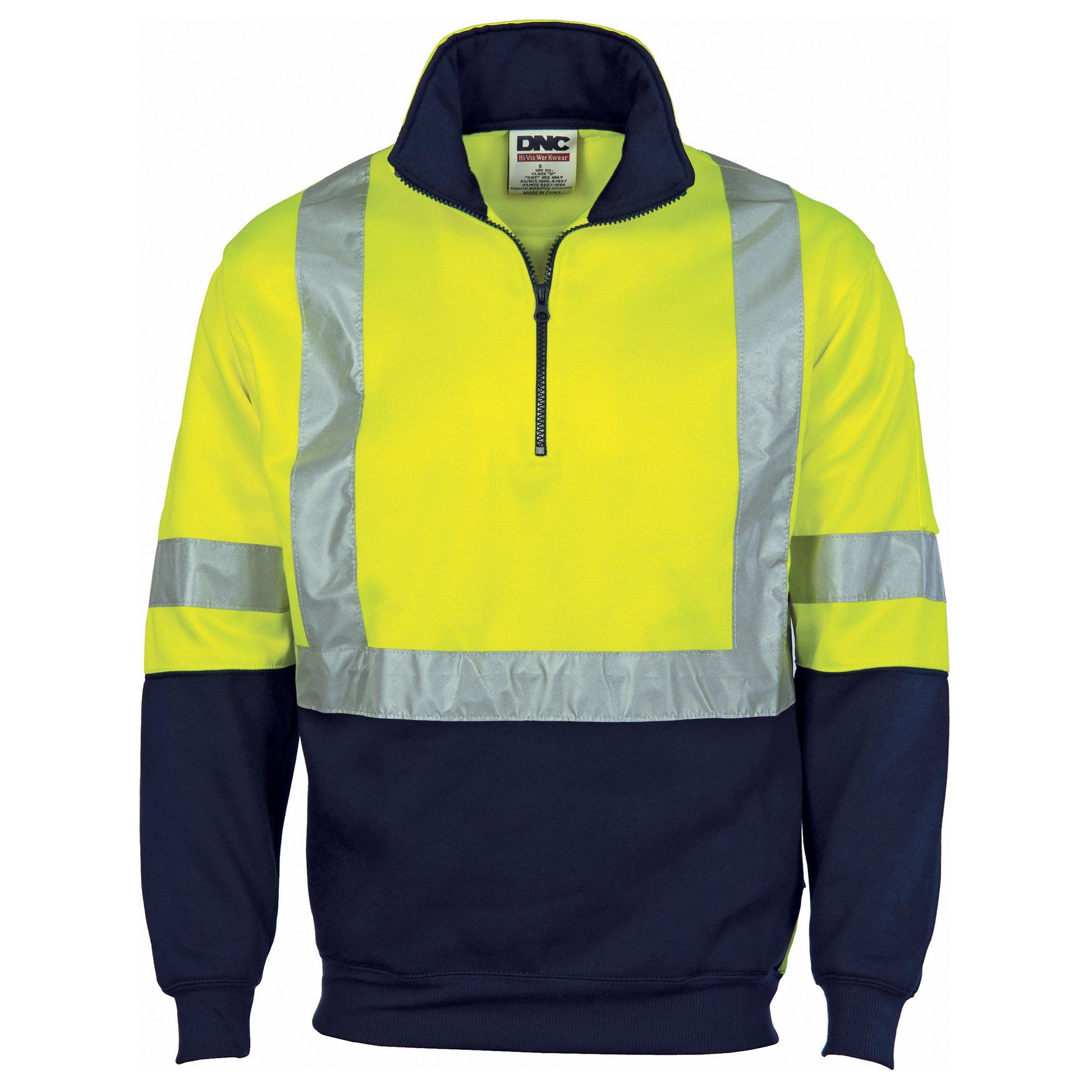 DNC Taped HiVis 2-Tone 1/2 Zip Fleecy - 3929 - DNC Workwear Shop