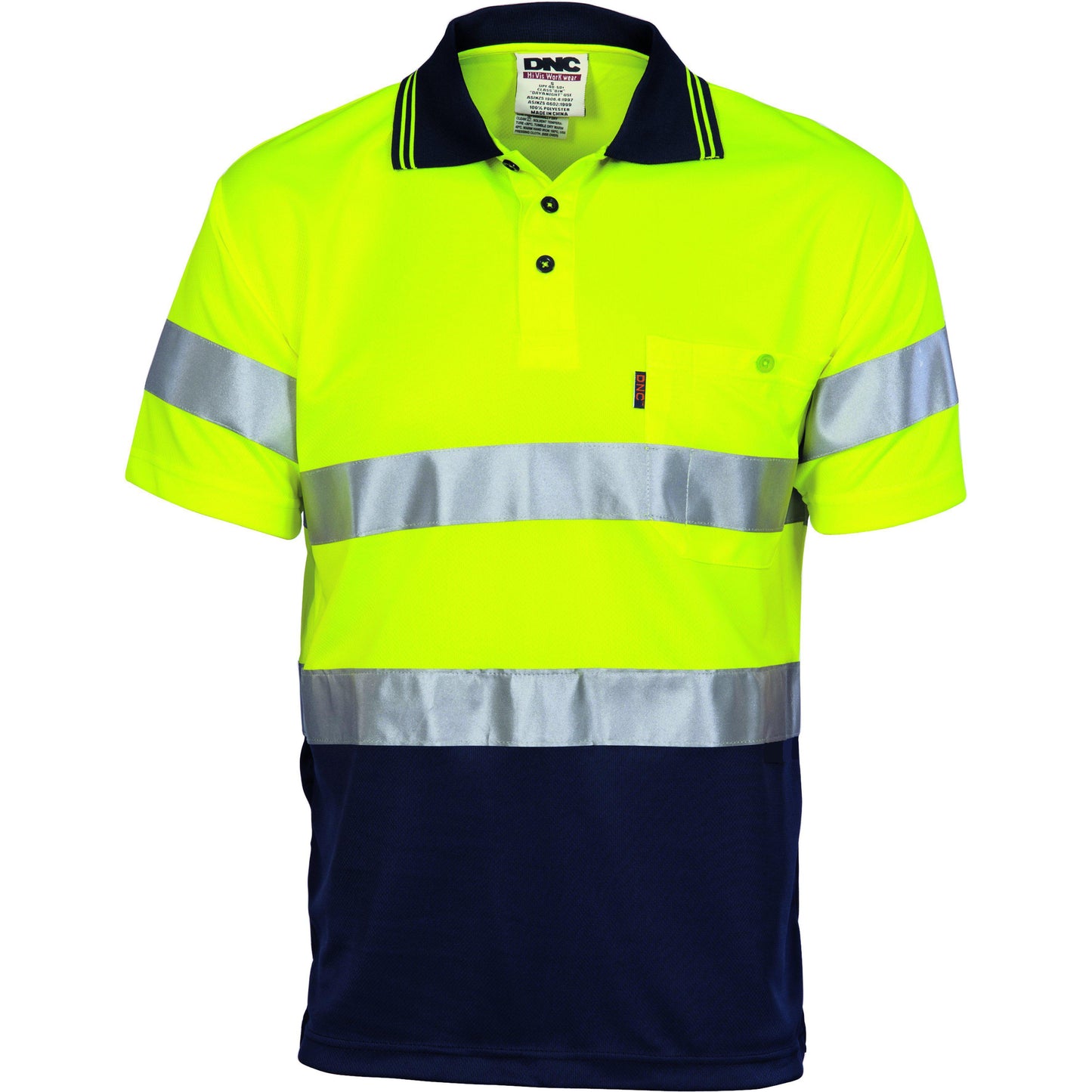 DNC Taped HiVis 2-Tone Cool-Breathe Short Sleeve Polo Shirt - 3715 - DNC Workwear Shop