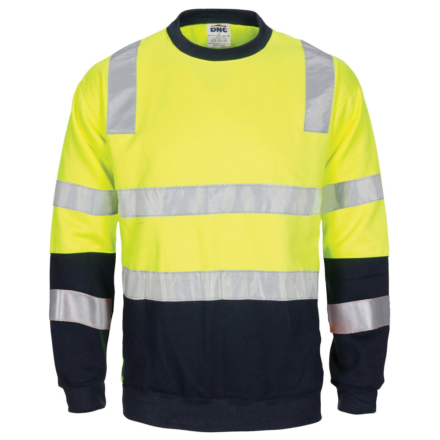 DNC Taped HiVis 2-Tone Crew-Neck Fleecy Sweater - 3723 - DNC Workwear Shop