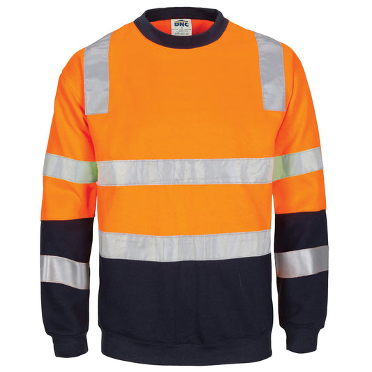 DNC Taped HiVis 2-Tone Crew-Neck Fleecy Sweater - 3723 - DNC Workwear Shop