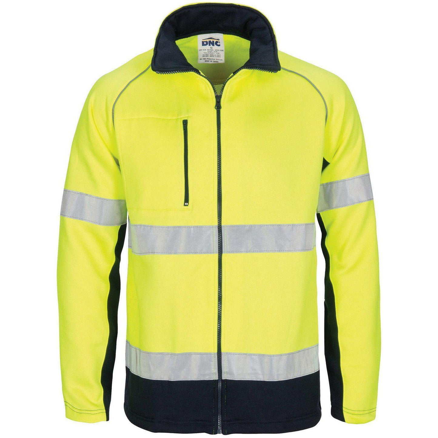 DNC Taped HiVis 2-Tone Full Zip Fleecy - 3726 - DNC Workwear Shop