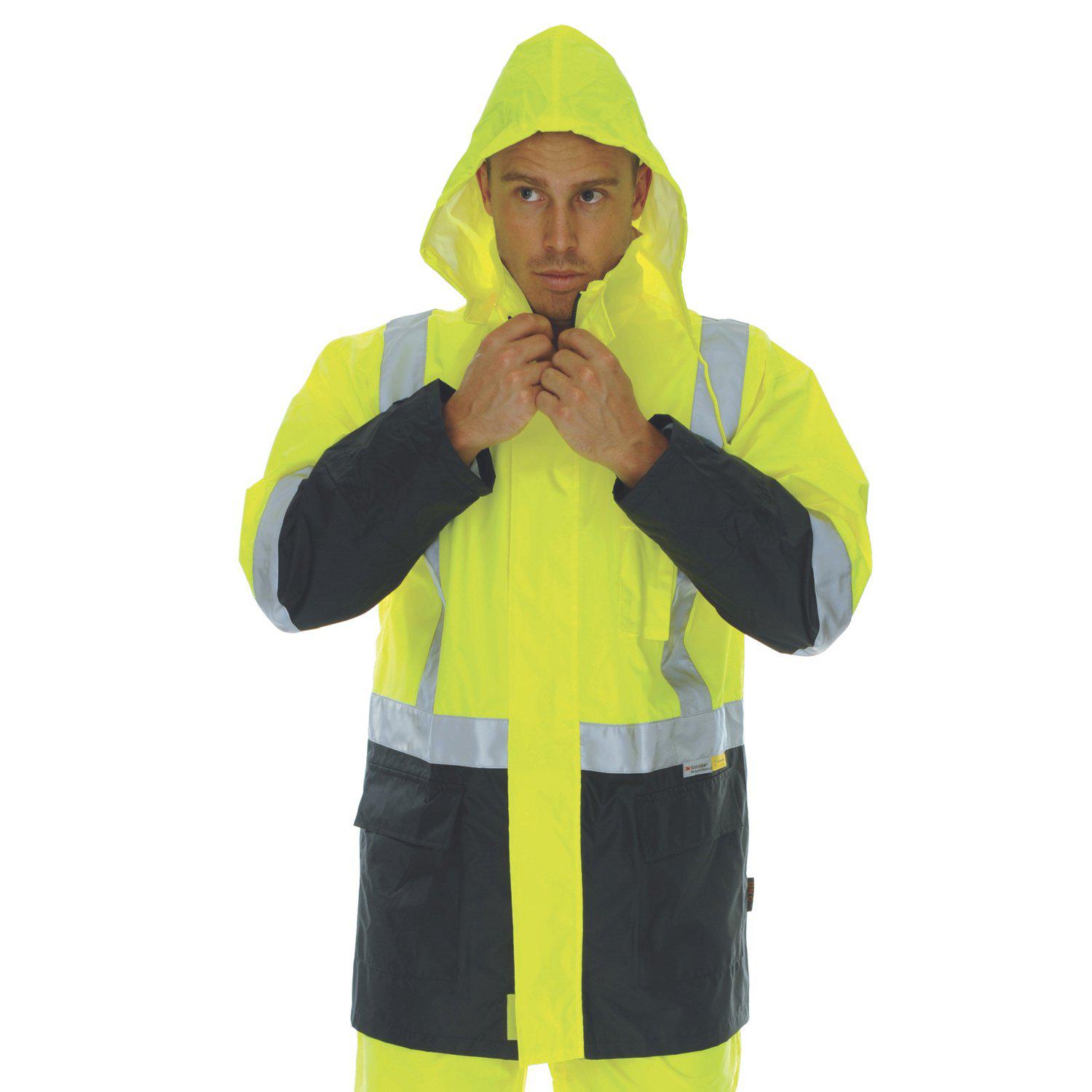 DNC Taped HiVis 2-Tone Light Weight Rain Jacket - 3879 - DNC Workwear Shop