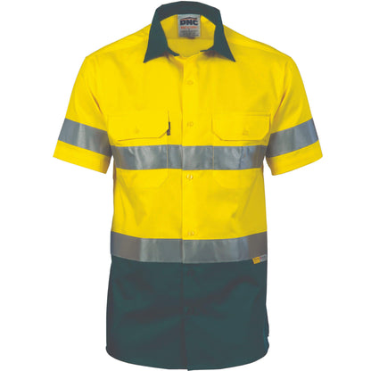 DNC Taped HiVis 2-Tone Light Weight Short Sleeve Cotton Shirt - 3887 - DNC Workwear Shop