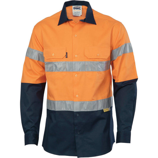 DNC Taped HiVis 2-Tone Long Sleeve Cotton Drill Shirt - 3736 - DNC Workwear Shop