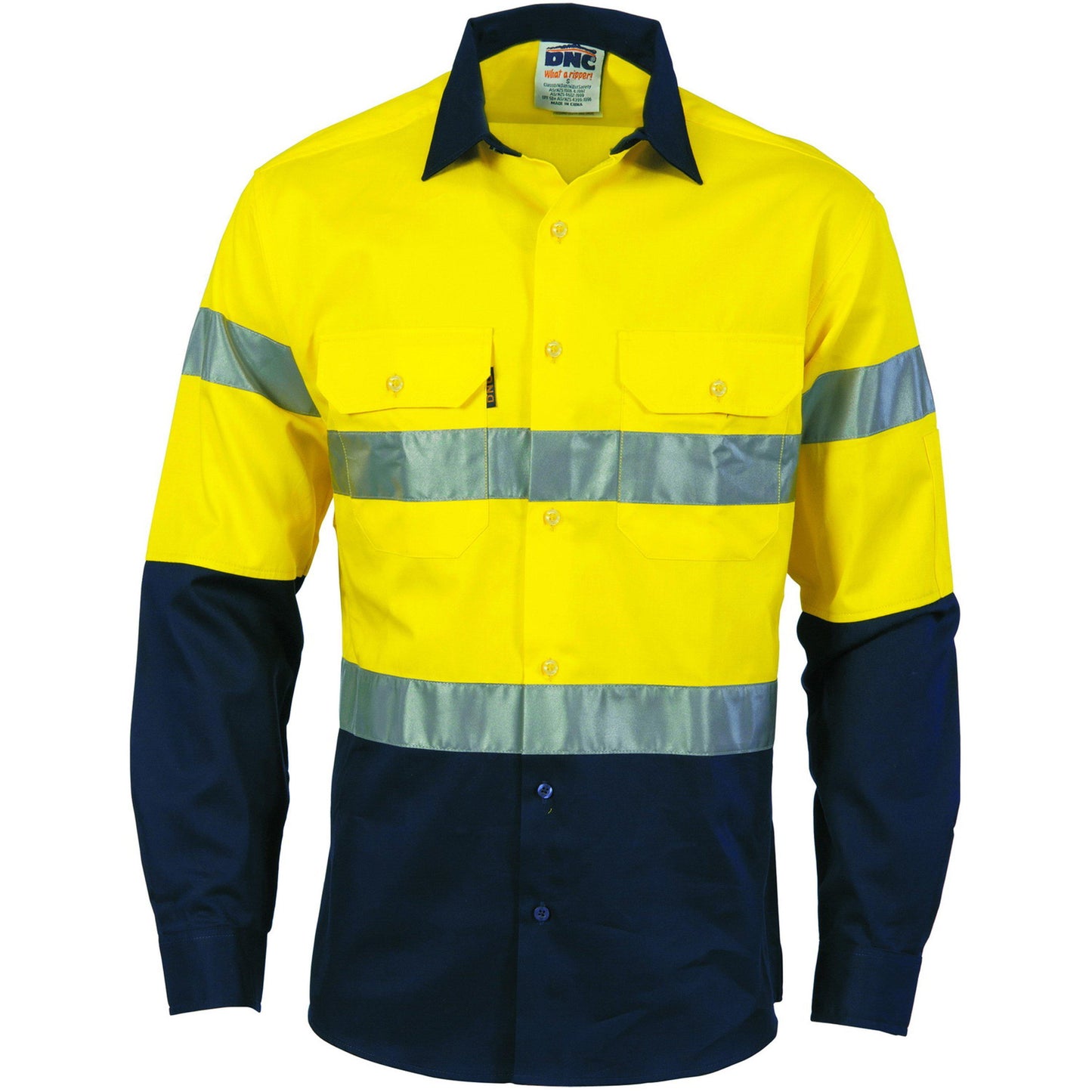 DNC Taped HiVis 2-Tone Long Sleeve Drill Shirt - 3536 - DNC Workwear Shop