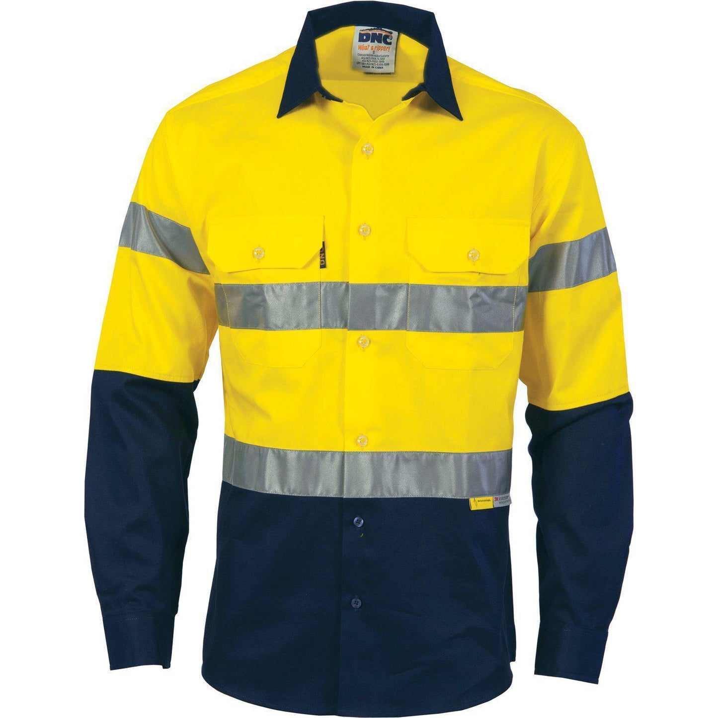 DNC Taped HiVis 2-Tone Long Sleeve Drill Shirt - 3836 - DNC Workwear Shop