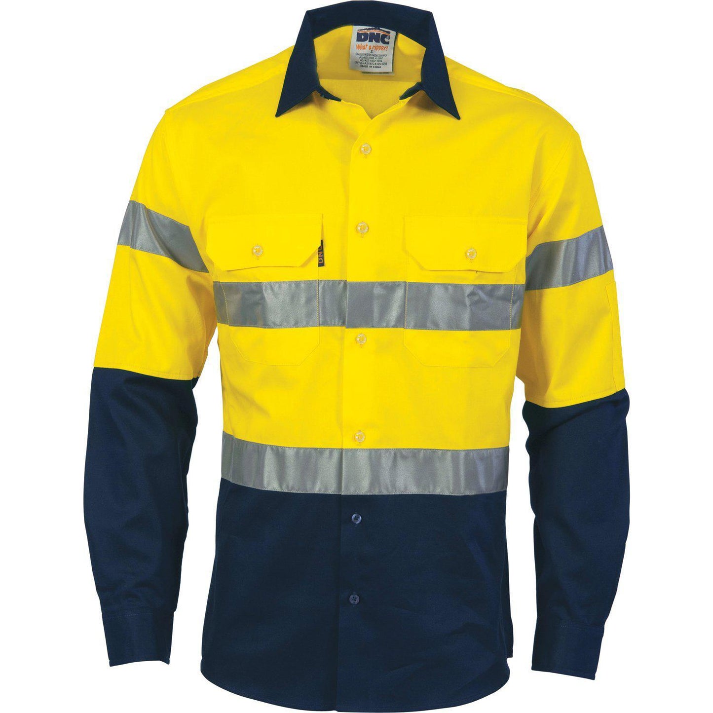 DNC Taped HiVis 2-Tone Long Sleeve Drill Shirt - 3982 - DNC Workwear Shop