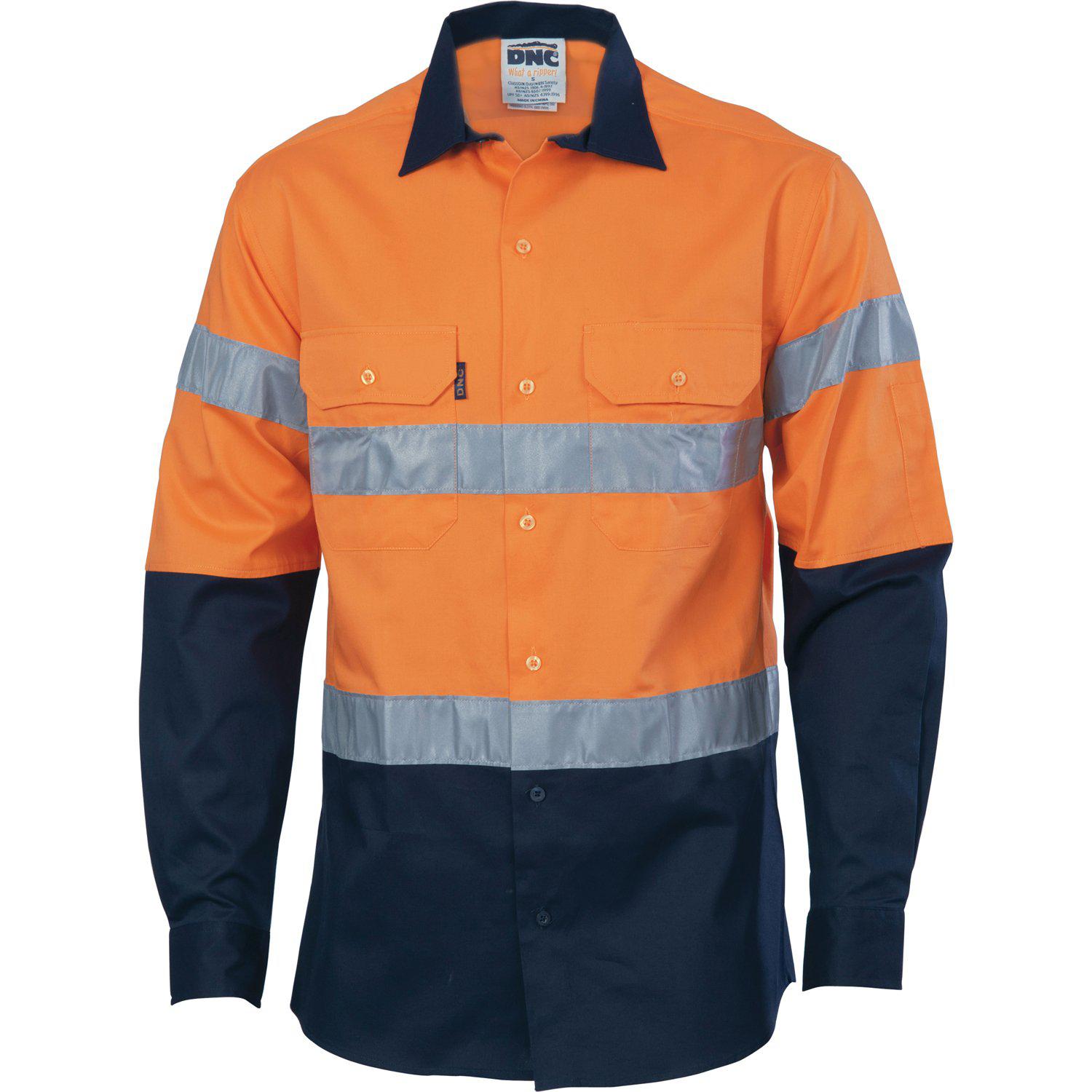 DNC Taped HiVis 2-Tone Long Sleeve Drill Shirt - 3982 - DNC Workwear Shop