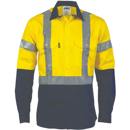 DNC Taped HiVis 2-Tone Long Sleeve Drill Shirt - 3983 - DNC Workwear Shop