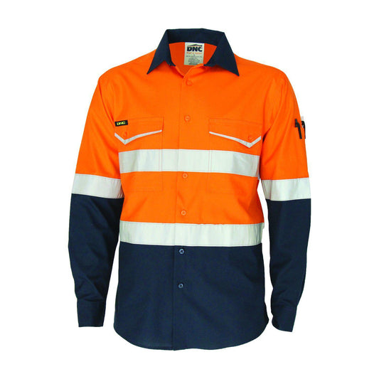 DNC Taped HiVis 2-Tone RipStop Long Sleeve Shirt - 3588 - DNC Workwear Shop