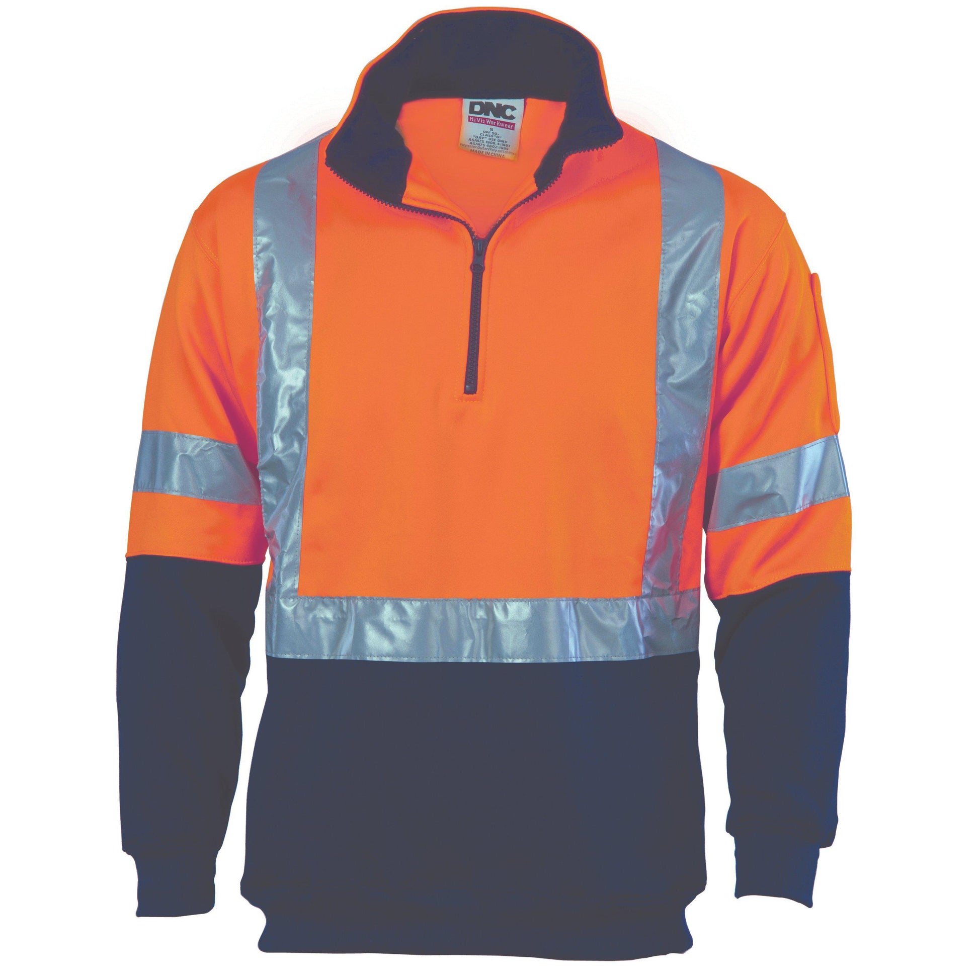 DNC Taped HiVis 2-Tone X-Back 1/2 Zip Fleecy - 3930 - DNC Workwear Shop