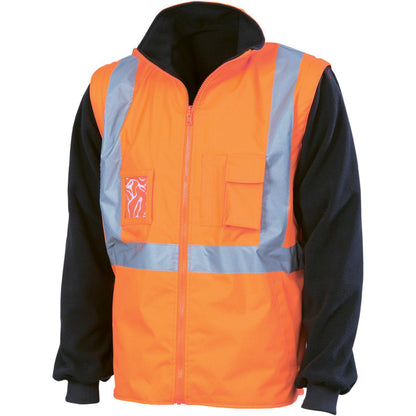 DNC Taped HiVis 4 in 1 X-Back Zip Off Sleeve Reversible Vest - 3990 - DNC Workwear Shop