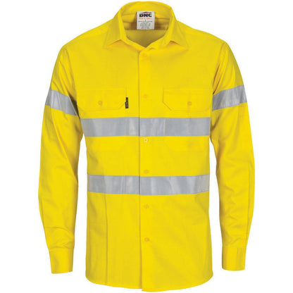 DNC Taped HiVis Cool-Breeze Light Weight Long Sleeve Cotton Shirt - 3967 - DNC Workwear Shop