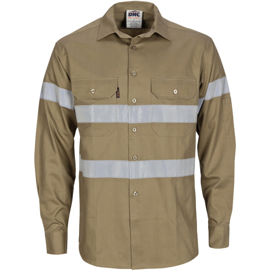 DNC Taped HiVis Cool-Breeze Light Weight Long Sleeve Cotton Shirt - 3967 - DNC Workwear Shop