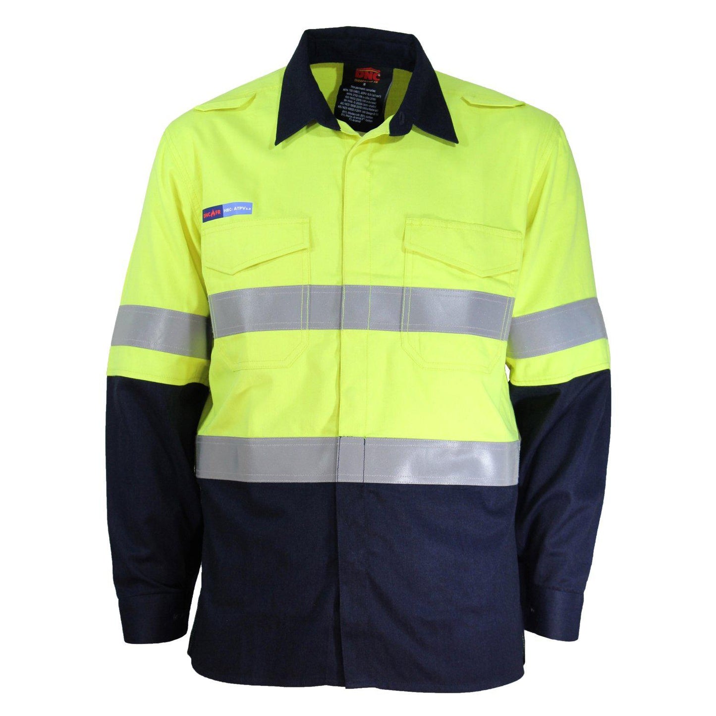 DNC Taped HiVis Flame Retardant & Arc HRC1 2-Tone Lightweight Long Sleeve Shirt - 3445 - DNC Workwear Shop