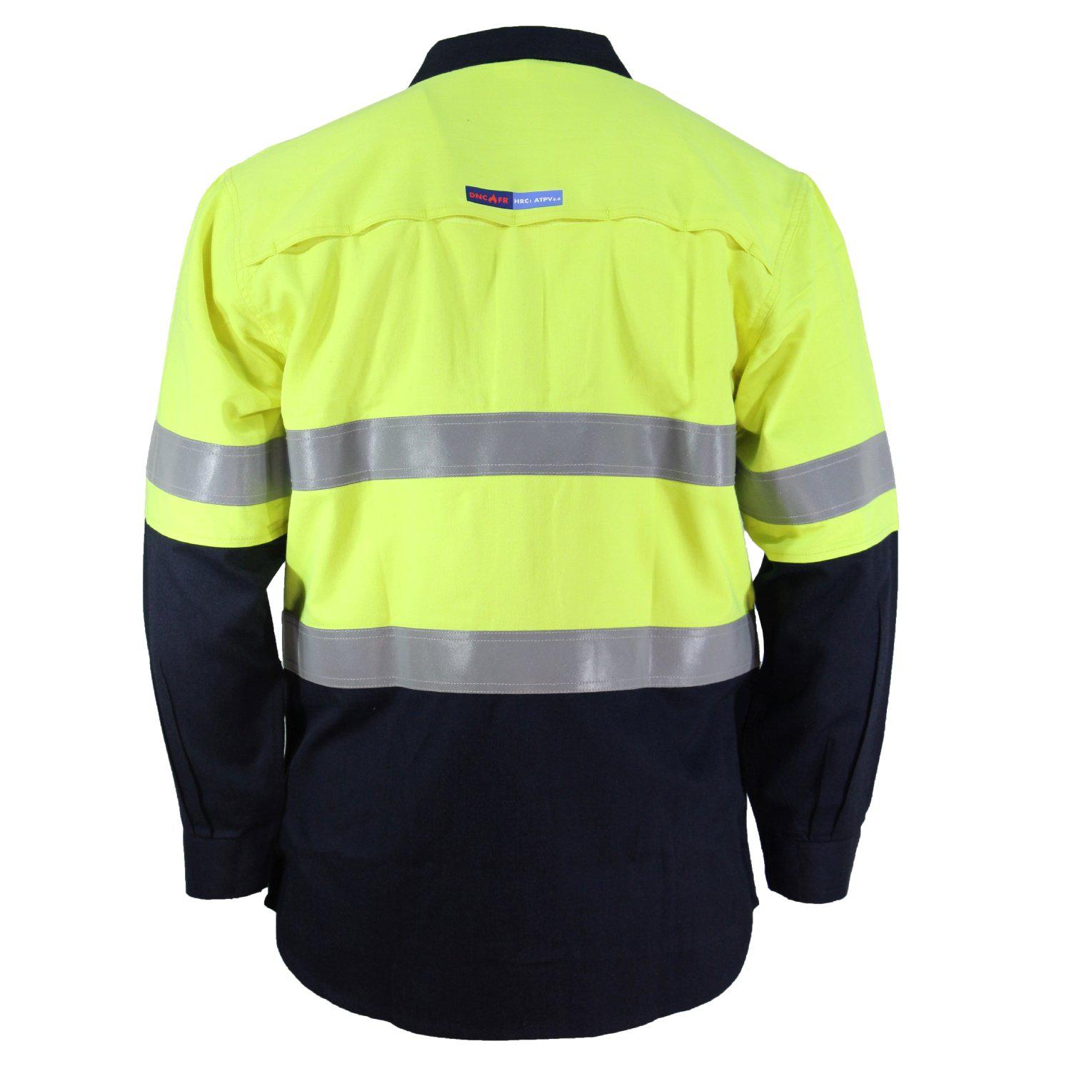 DNC Taped HiVis Flame Retardant & Arc HRC1 2-Tone Lightweight Long Sleeve Shirt - 3445 - DNC Workwear Shop