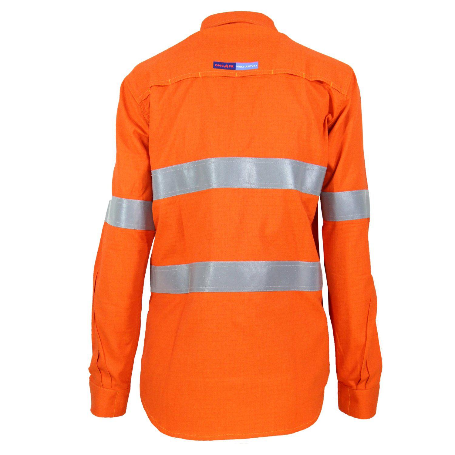 DNC Taped HiVis Flame Retardant & Arc Rated HRC2 Long Sleeve Womens Shirt - 3459 - DNC Workwear Shop