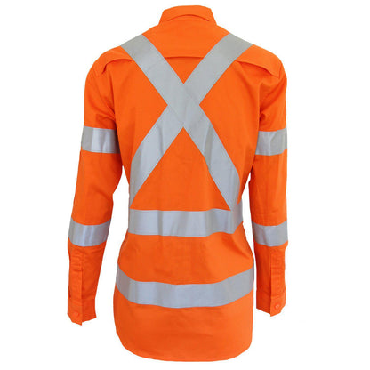 DNC Taped HiVis Ladies 3-way Vented X-back Biomotion Long Sleeve Shirt - 3544 - DNC Workwear Shop