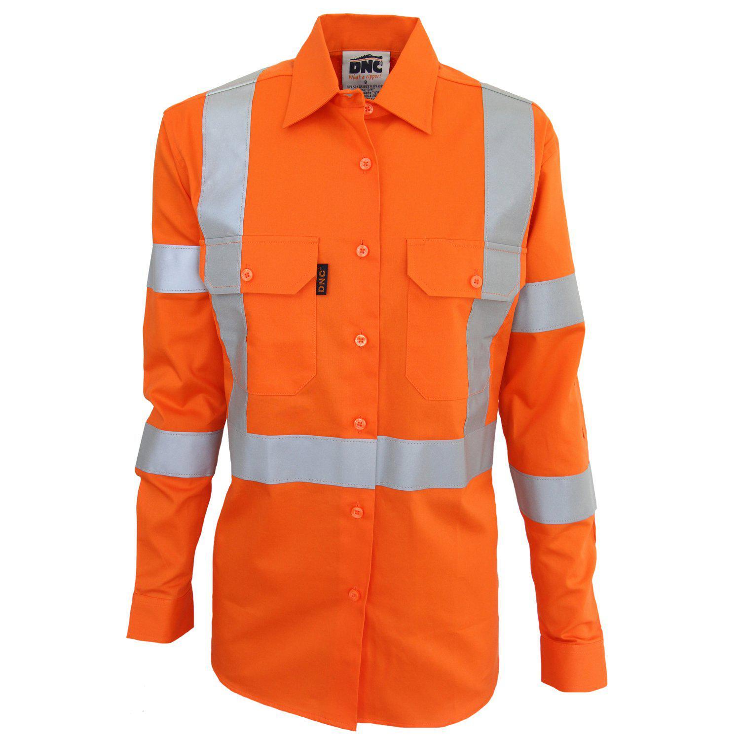 DNC Taped HiVis Ladies 3-way Vented X-back Biomotion Long Sleeve Shirt - 3544 - DNC Workwear Shop