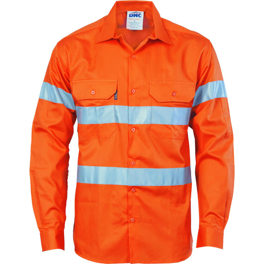 DNC Taped HiVis Long Sleeve Drill Shirt - 3535 - DNC Workwear Shop