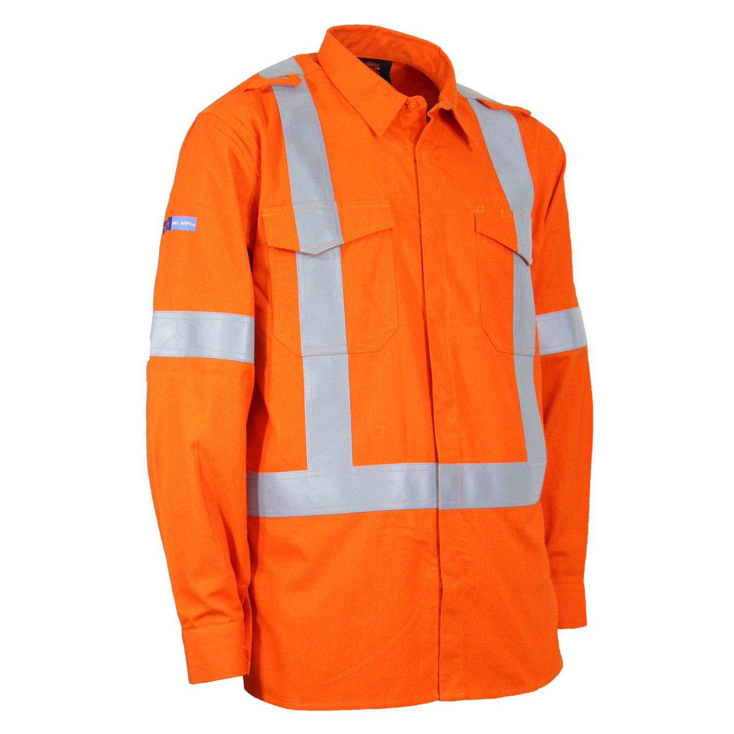 DNC Taped HiVis With X-Back Flame Retardant & Arc Rated HRC1 Lightweight Long Sleeve Shirt - 3448 - DNC Workwear Shop