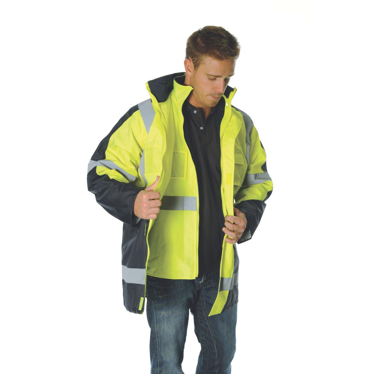 DNC Taped HiVis X-Back 2-Tone 6in1 Contrast Jacket (Outer Jacket and Inner Vest can be sold separately) - 3998 - DNC Workwear Shop