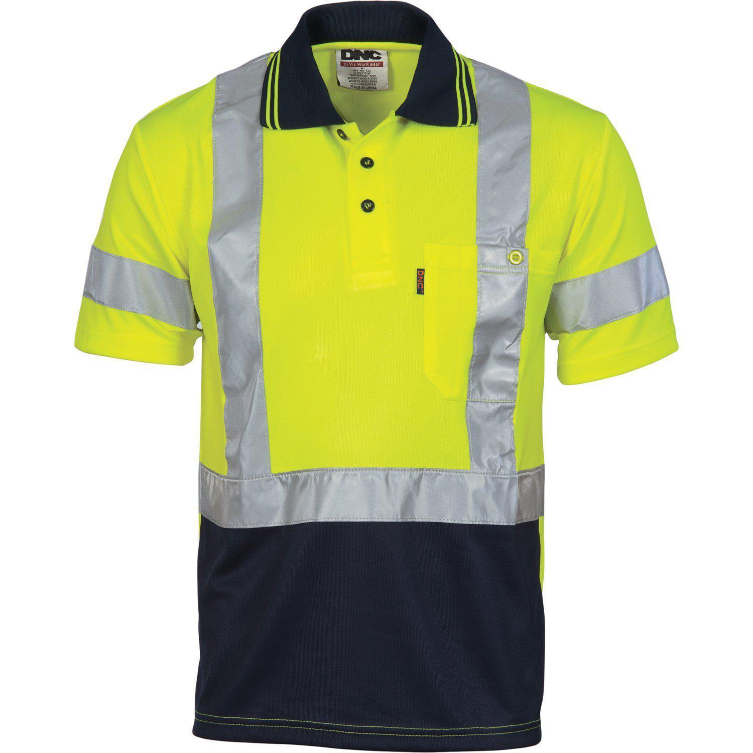 DNC Taped HiVis X-Back Cool-Breathe Short Sleeve Polo Shirt - 3912 - DNC Workwear Shop