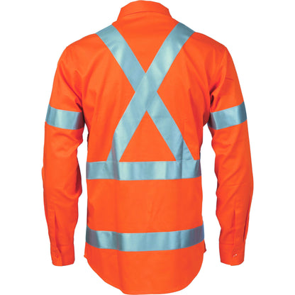 DNC Taped HiVis X-Back Long Sleeve Cotton Shirt - 3546 - DNC Workwear Shop