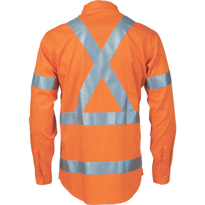 DNC Taped HiVis X-Back Long Sleeve Cotton Shirt - 3746 - DNC Workwear Shop