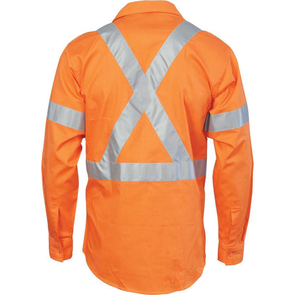 DNC Taped HiVis X-Back Long Sleeve Drill Shirt - 3989 - DNC Workwear Shop