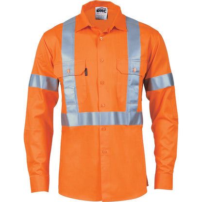 DNC Taped HiVis X-Back Long Sleeve Drill Shirt - 3989 - DNC Workwear Shop